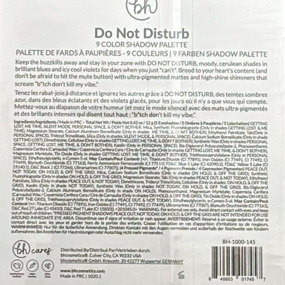 BH Do Not Disturb eyeshadow 9 color palette - Picture 4 of 4